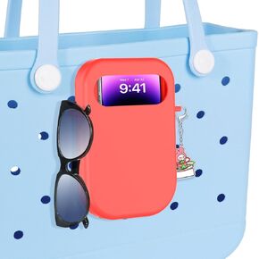 Doormoon Cell Phone Holder Compatible for Bogg Bag, Rubber Accessories for Beach Tote Bag Hanging Full Coverage Phone Holder(Grey)
