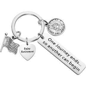 HOLLP Retirement Gifts Army Retired Keychain with American Flag Military Retirement Gifts for Army Veteran