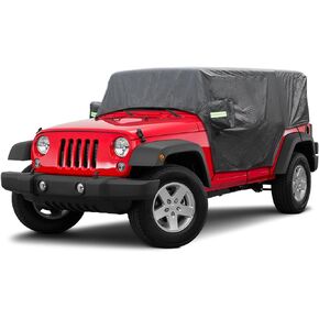 Car Cover Cab Cover 4 Door Outdoor Half Car Cover Protect from Snow Rain Hail Sun Protector Cover for Jeep Wrangler JK JL 2007-2017 Exterior Accessories