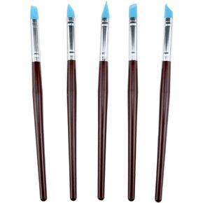 Yocimango Silicone Clay Carving Tool Modeling Decoration Tool Rubber Head Silicone Brush Pottery Clay Pen,which is Suitable for Pottery, Rock, Nails, Mixing, Drawing - 5 Pieces/Set