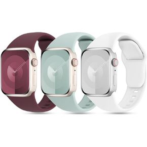 3 Pack Patented Sport Silicone Compatible with Apple Watch Band 41mm 40mm 38mm 45mm 44mm 42mm 49mm Women Men, Soft Wristbands Waterproof Strap for iWatch Bands Series 9 8 7 6 5 4 3 2 1 SE Ultra