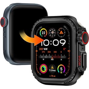 Goton Metal Bumper Case for Apple Watch Series 9 8 7 45mm Protector, [Turn 45mm into Ultra Seamlessly] iWatch Rugged Bumper 45 mm with Back Cover, Raised Edge Screen Protection, Titanium Original