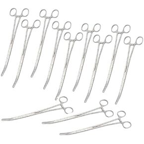 OdontoMed201 Set of 12 Hemostat Locking Forceps 10 Inches, Curved Stainless Steel - Multipurpose Ideal Hemostats for Nurses, Fishing Forceps, Crafts and Hobby