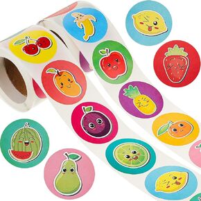 500 Pcs Fruit Roll Stickers, Happy Fruit Stickers, Colorful Fruit Smile Face Stickers Lovely Apple Orange Banana Pear Grapes Stickers for Kids Teachers Classroom Rewards, Scrapbooking, DIY Crafts