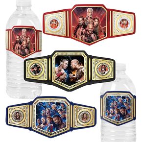 24 Pcs WE Water Bottle Label, Theme Wrestling Fighting Boys Birthday Party Supplies, 3 Patterns in Saudi Arabia