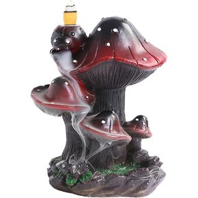 YYW Cute Mushroom Incense Holder, Resin Waterfall Incense Holders Cone Stick Holder with 20 Incense Cones + 30 Incense Sticks + 1 Mat + 1 Tweezers for Home Office Mushroom Decor Gift