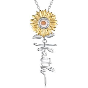 Faith of A Mustard Seed Necklace 925 Sterling Silver Sunflower Faith Necklace Christian Jewelry Gifts for Women