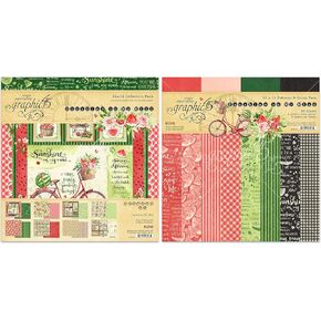 Graphic 45 Sunshine on My Mind - Paper Pack and Patterns & Solids Pack - 12x12 Decorative Papers - 2 Items