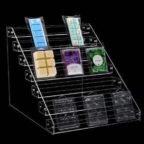 12“ Wax Melt Holder Display 7 Tier Acrylic Riser Display Stands Wax Melts Storage Clear Acrylic Display Shelf For Wax Melt Clamshells Wax Melt Candles Wax Cubes Wax Tarts Wax Block（NO Wax Melts）