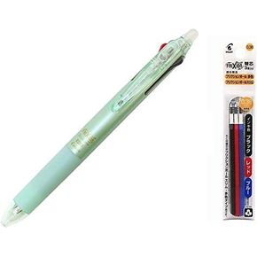 Pilot Erasable Ballpoint Pen Pearl Green 0.38mm (LKFBS60UF-PG)+0.38mm Refill Black Blue Red 1 Set