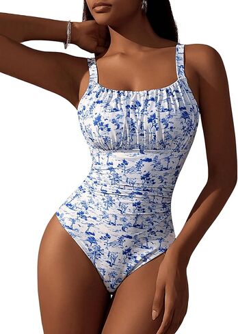 Women's Boho Floral Print One Piece Swimsuit Y2K Bathing Suits Swimwear Beachwear in Saudi Arabia