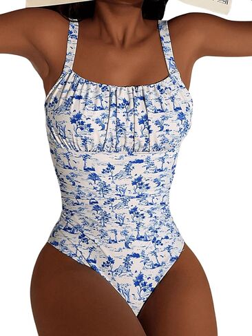 Women's Boho Floral Print One Piece Swimsuit Y2K Bathing Suits Swimwear Beachwear in Saudi Arabia