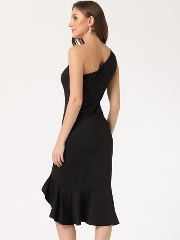 Allegra K Women's One Shoulder Dress Sleeveless Ruched Party Fishtail Midi Dresses in Saudi Arabia