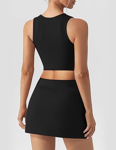 Club Outfits for Women 2 Piece Skirt Sets Mini Going Out Dresses Square Neck Dress Padded Tank Top with Shorts Pockets in Saudi Arabia