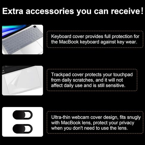 for MacBook Pro 13 inch M2 M1 Case 2020-2023 Released Model A2338 A2251 A2289 with Touch Bar, Laptop Hard Shell Case with Keyboard Cover & Trackpad Protector & Webcam Cover, Transparent in Saudi Arabia
