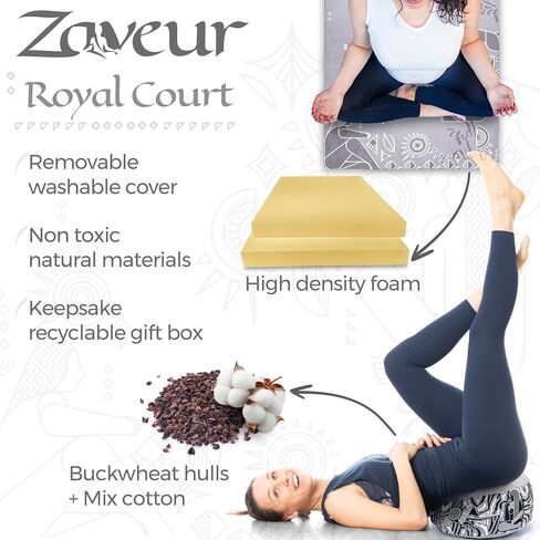 Zaveur Royal Court Yoga Meditation Cushion - 18" - Cotton Round Yoga Cushion for Meditation & Restorative Yoga - Yoga Cushion for Sitting on Floor - Pressure Relief & Relaxation Zafu Seat Cushion in Saudi Arabia