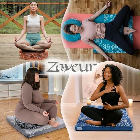 Zaveur Royal Court Yoga Meditation Cushion - 18" - Cotton Round Yoga Cushion for Meditation & Restorative Yoga - Yoga Cushion for Sitting on Floor - Pressure Relief & Relaxation Zafu Seat Cushion in Saudi Arabia