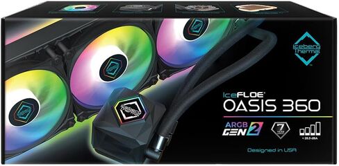Iceberg Thermal IceFLOE Oasis 360mm AIO CPU Liquid Cooler - Close-Loop ARGB Gen 2 Water Cooler - 3 PWM RGB Case Fans - LGA 1700 / AM5 Ready in Saudi Arabia