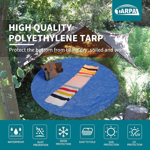 6ft Round Small tarp Waterproof 8mil Poly Tarps Multifunctional Tarpaulin Dust and UV Resistance Outdoor Cover for Pet House/Tent Under The tarp Etc.（Blue/Black） in Saudi Arabia
