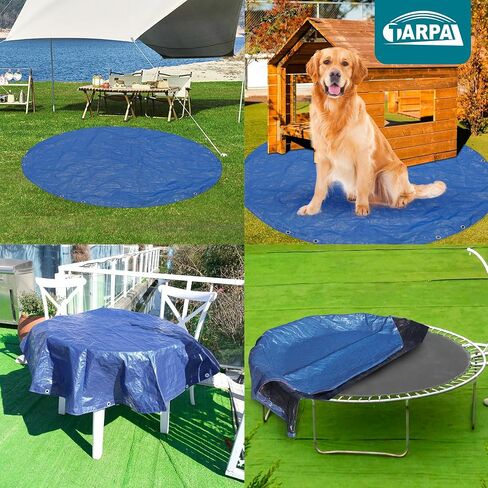 6ft Round Small tarp Waterproof 8mil Poly Tarps Multifunctional Tarpaulin Dust and UV Resistance Outdoor Cover for Pet House/Tent Under The tarp Etc.（Blue/Black） in Saudi Arabia