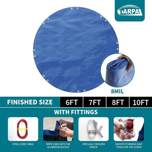 6ft Round Small tarp Waterproof 8mil Poly Tarps Multifunctional Tarpaulin Dust and UV Resistance Outdoor Cover for Pet House/Tent Under The tarp Etc.（Blue/Black） in Saudi Arabia