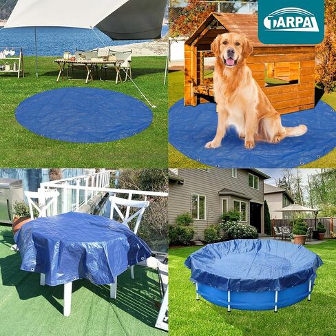 6ft Round Small tarp Waterproof 8mil Poly Tarps Multifunctional Tarpaulin Dust and UV Resistance Outdoor Cover for Pet House/Tent Under The tarp Etc.（Blue/Black） in Saudi Arabia
