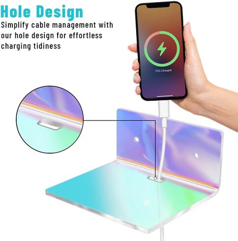 4 Pack 6x6 Inch Iridescent Acrylic Floating Shelves for Living Room Wall, Home Office, Kitchen, Dining Room, Bathroom Wall Shelf or Bedroom Wall Decor - Display Shelf for Any Space in Saudi Arabia