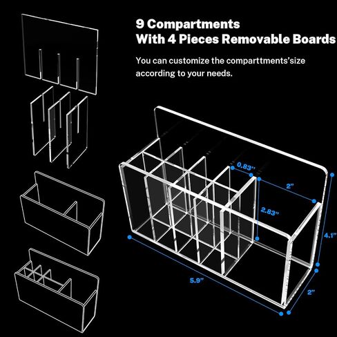 Acrylic Dry Erase Marker Holder with Adjustable Compartments, Magnetic Marker Organizer for Frige, Locker, Whiteboard, Adhesive Pen Holder for Wall, Clear in Saudi Arabia