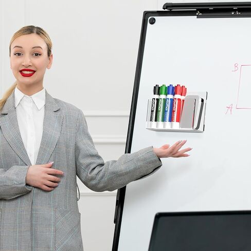 Acrylic Dry Erase Marker Holder with Adjustable Compartments, Magnetic Marker Organizer for Frige, Locker, Whiteboard, Adhesive Pen Holder for Wall, Clear in Saudi Arabia