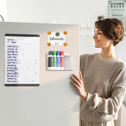 Acrylic Dry Erase Marker Holder with Adjustable Compartments, Magnetic Marker Organizer for Frige, Locker, Whiteboard, Adhesive Pen Holder for Wall, Clear in Saudi Arabia