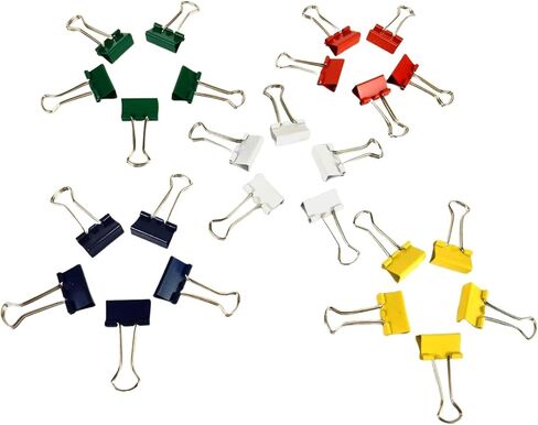 تنظيم فعال للمكتب مع مجموعة مشابك تجليد متعددة الألوان مكونة من 25 قطعة: مشابك معدنية مقاس 19 مم في صندوق قصدير دائري مغناطيسي أنيق مع غطاء شفاف لإدارة الورق واللوازم المكتبية in Kuwait