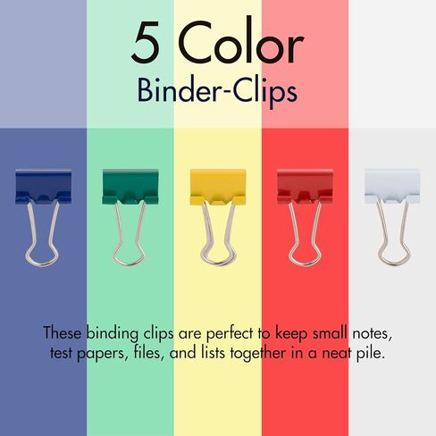 تنظيم فعال للمكتب مع مجموعة مشابك تجليد متعددة الألوان مكونة من 25 قطعة: مشابك معدنية مقاس 19 مم في صندوق قصدير دائري مغناطيسي أنيق مع غطاء شفاف لإدارة الورق واللوازم المكتبية in Kuwait