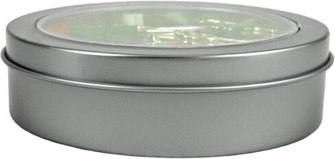 تنظيم فعال للمكتب مع مجموعة مشابك تجليد متعددة الألوان مكونة من 25 قطعة: مشابك معدنية مقاس 19 مم في صندوق قصدير دائري مغناطيسي أنيق مع غطاء شفاف لإدارة الورق واللوازم المكتبية in Kuwait