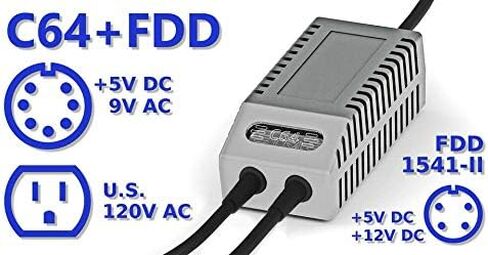 C64 FDD Dual PSU Modern Gray US - استبدال Commodore 64 + FDD 1541-II مزود الطاقة، قابس أمريكي in Kuwait