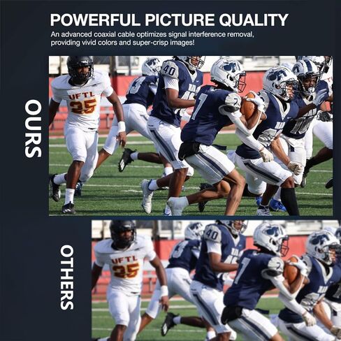 هوائي تلفزيون رقمي عالي الدقة - يدعم 4K 1080p وجميع أجهزة التلفزيون القديمة - معزز إشارة مكبر الصوت الذكي الداخلي - كابل Coax HDTV in Kuwait