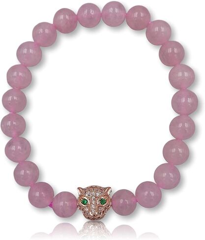 MGR MY GEMS ROCK! 8 مللي متر جوهرة الحجر الطبيعي حبة سوار Charm مصوغة ​​بطريقة فراشة سحر تشيكوسلوفاكيا ليوبارد رئيس سحر مطرز تمتد مطاطا شقرا سوار in Kuwait