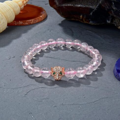 MGR MY GEMS ROCK! 8 مللي متر جوهرة الحجر الطبيعي حبة سوار Charm مصوغة ​​بطريقة فراشة سحر تشيكوسلوفاكيا ليوبارد رئيس سحر مطرز تمتد مطاطا شقرا سوار in Kuwait