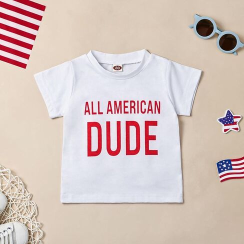 FOCUTEBB 4th of July Outfit Toddler Boy Outfits USA Short Sleeve T-Shirt American Flag Shorts Independence Day Summer Outfit in Saudi Arabia