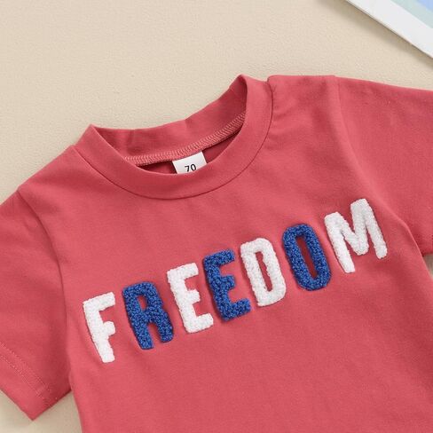 BULINGNA Infant Toddler Baby Boys 4th of July Outfit Letter Embroidery Short Sleeve T-Shirt Tops Shorts 2Pcs Summer Clothes in Saudi Arabia