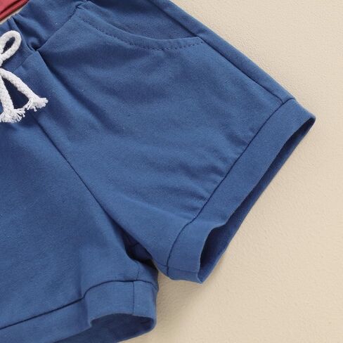 BULINGNA Infant Toddler Baby Boys 4th of July Outfit Letter Embroidery Short Sleeve T-Shirt Tops Shorts 2Pcs Summer Clothes in Saudi Arabia