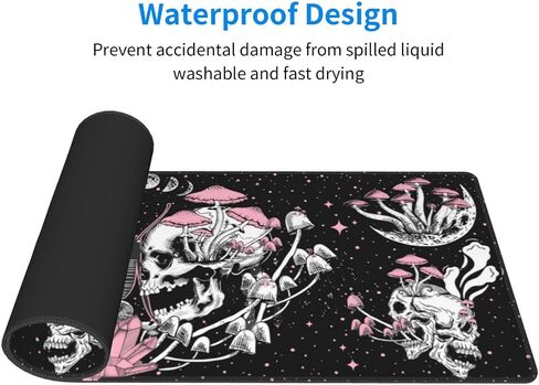 Skull Hippie Mushroom Moth Moon Gaming Mouse Pad XL, Large Extended Mousepad Desk Pad, Long Nonslip Rubber Mice Mats Stitched Edges Playmat for Office Home Gamer, 31.5x11.8 Inch in Saudi Arabia