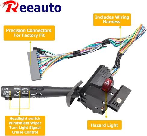 Multi-Function Combination Turn Signal, Wiper, Washers, Hazard Switch, Cruise Control Switch Compatible with 95-99 Tahoe Blazer Suburban K1500 - Replaces OE# 26100985, 26036312, 2330814 in Saudi Arabia