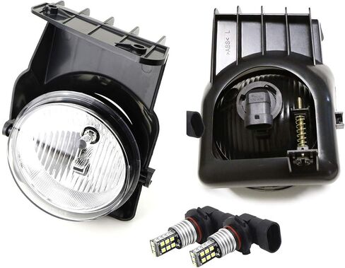 iJDMTOY OEM-Spec Clear Lens Fog Light Kit with 15-SMD Super Bright Xenon White LED Replacement Bulbs Compatible with 2003-2006 GMC Sierra 1500 2500 3500 in Saudi Arabia