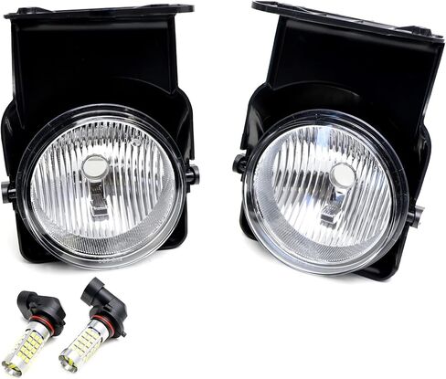 iJDMTOY OEM-Spec Clear Lens Fog Light Kit with 15-SMD Super Bright Xenon White LED Replacement Bulbs Compatible with 2003-2006 GMC Sierra 1500 2500 3500 in Saudi Arabia