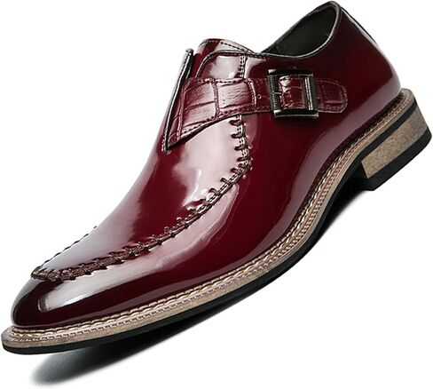 Men's Dress Shoes Single Monk Strap Comfort Non-Slip Leather Walking Shoes Business Wedding Party Dress Shoes Slip-On Loafer in Saudi Arabia