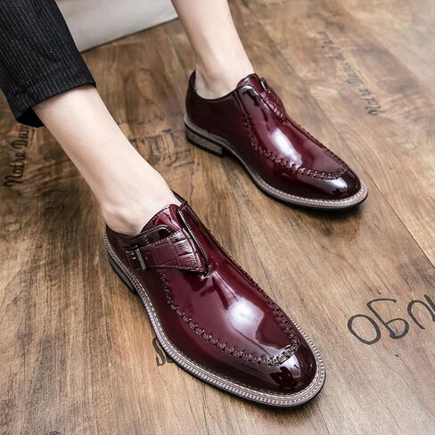 Men's Dress Shoes Single Monk Strap Comfort Non-Slip Leather Walking Shoes Business Wedding Party Dress Shoes Slip-On Loafer in Saudi Arabia