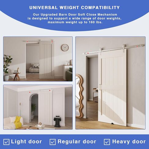 2 قطعة باب الحظيرة آلية إغلاق ناعمة، ترقية توافق الوزن العالمي دعم الباب يصل إلى 160 رطل، فتح سهل بدون جهد، إغلاق سلس، باب منزلق خالٍ من الفتحات، أجهزة عازلة زنبركية in Kuwait