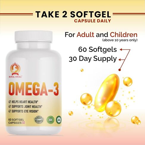 1250mg of Omega 3 Fish Oil Capsules - High Potency, Molecularly Distilled, Burpless Softgels with EPA and DHA for Immune Support, Joint, Vision, and Heart Health - 60 Count. in Saudi Arabia