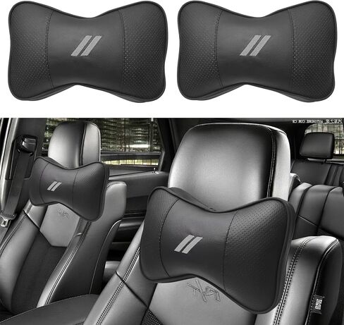 2 PCS Neck Pillow for Dodge Charger Challenger Durango Journey Universal Fit to All Dodge Comfortable Soft Seat Headrest Removable Neck Support for Dodge Accessories（Gray Trim） in Saudi Arabia