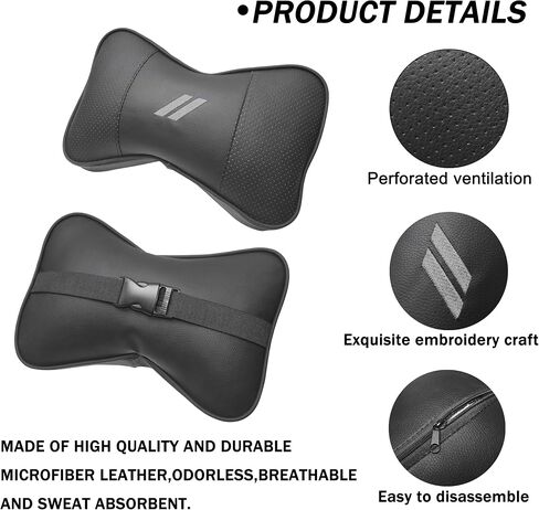 2 PCS Neck Pillow for Dodge Charger Challenger Durango Journey Universal Fit to All Dodge Comfortable Soft Seat Headrest Removable Neck Support for Dodge Accessories（Gray Trim） in Saudi Arabia